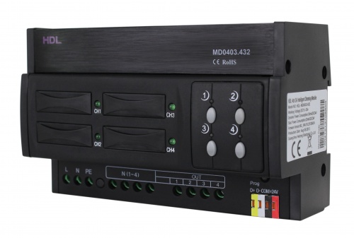DIN диммер 4-канальный, 3А на канал HDL-MD0403.432