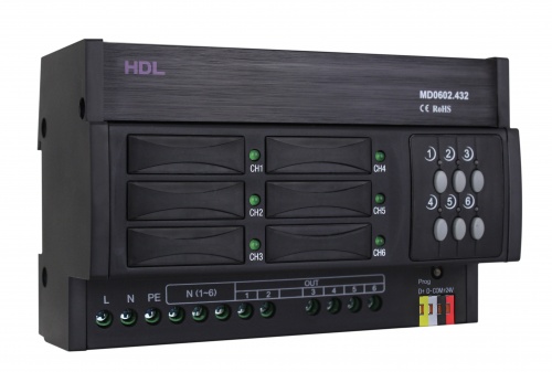 DIN диммер 6-канальный, 2А на канал HDL-MD0602.432 (Устройства исполнительные HDL), Китай