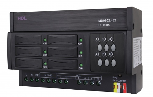 DIN диммер 6-канальный, 2А на канал HDL-MD0602.432 (Устройства исполнительные HDL), Китай