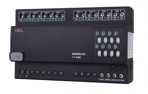 DIN 8-канальный DSI диммер, HDL-MD08DSI.232