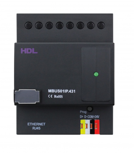 DIN TCP/IP Ethernet интерфейс, HDL-MBUS01IP.431 (Устройство интерфейсное HDL), Китай