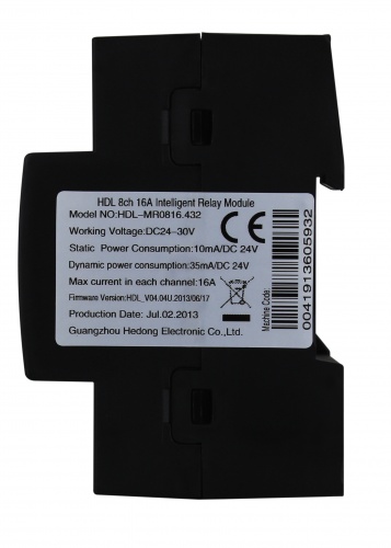 DIN реле, 8-канальное, 16A на канал HDL-MR0816.432 (Устройства исполнительные HDL), Китай