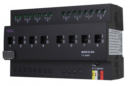 DIN реле, 8-канальное, 16A на канал HDL-MR0816.432 (Устройства исполнительные HDL), Китай