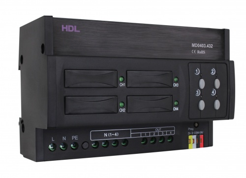 DIN диммер 4-канальный, 3А на канал HDL-MD0403.432