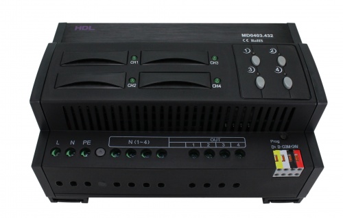 DIN диммер 4-канальный, 3А на канал HDL-MD0403.432